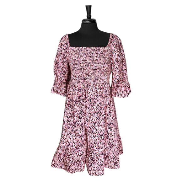 ELOQUII Elements Women's Dress Smocked Puff Sleeves Ruffle Romantic Plus Size 18 - Picture 1 of 9